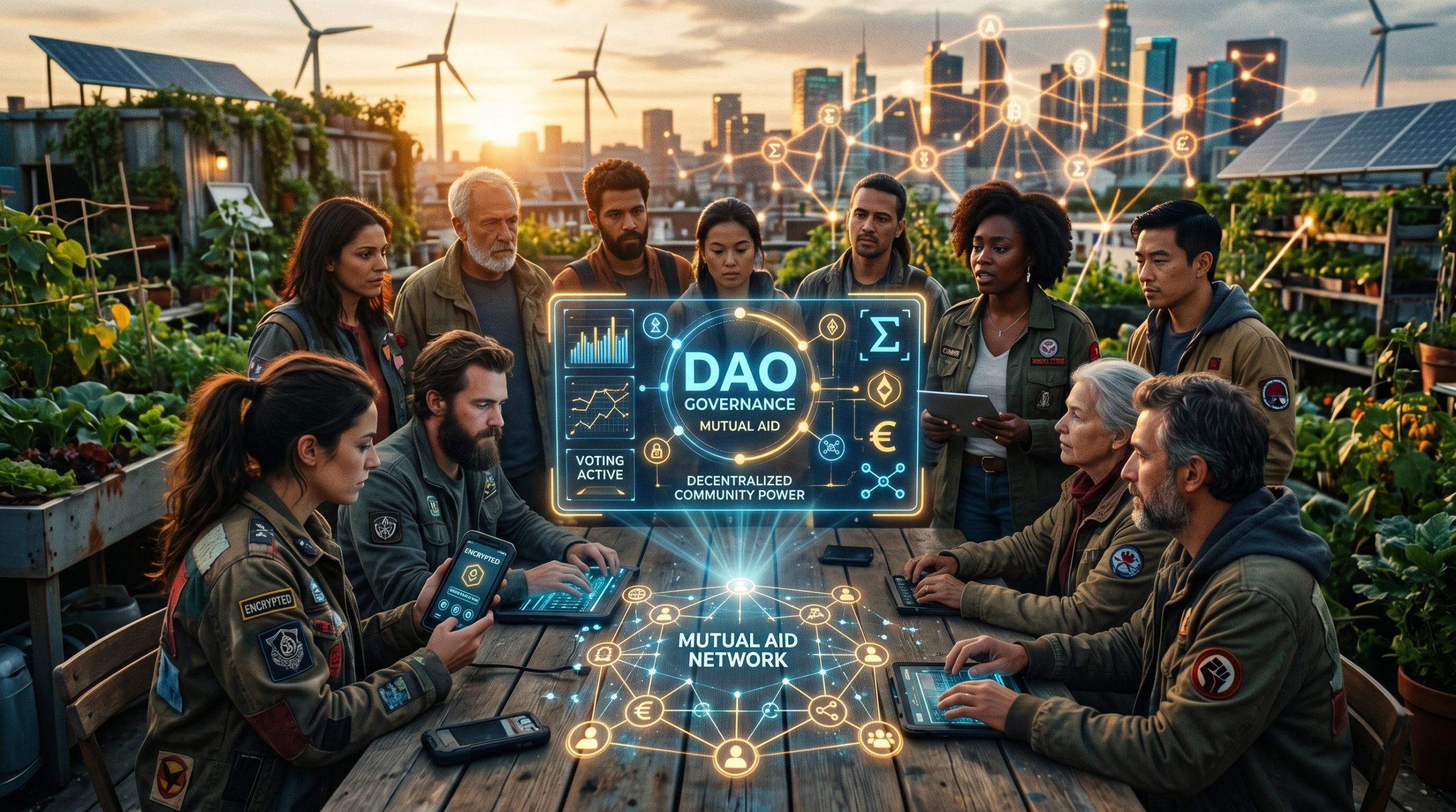 Decentralized activists with DAO governance and mutual aid